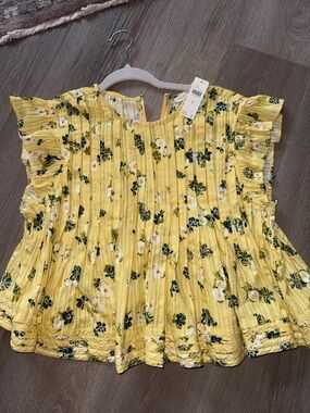 NWT Pilcro yellow floral blouse
